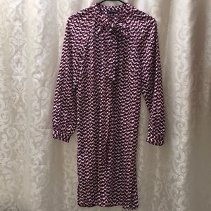 Ann Taylor Chevron Pattern Tie Neck Shirt Dress